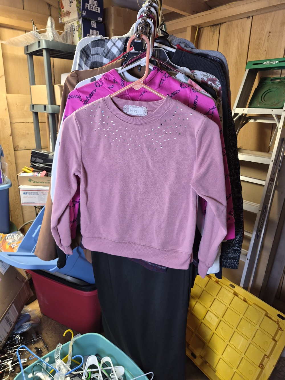 btween Pink Rhinestone Crewneck Sweatshirt Bin 64